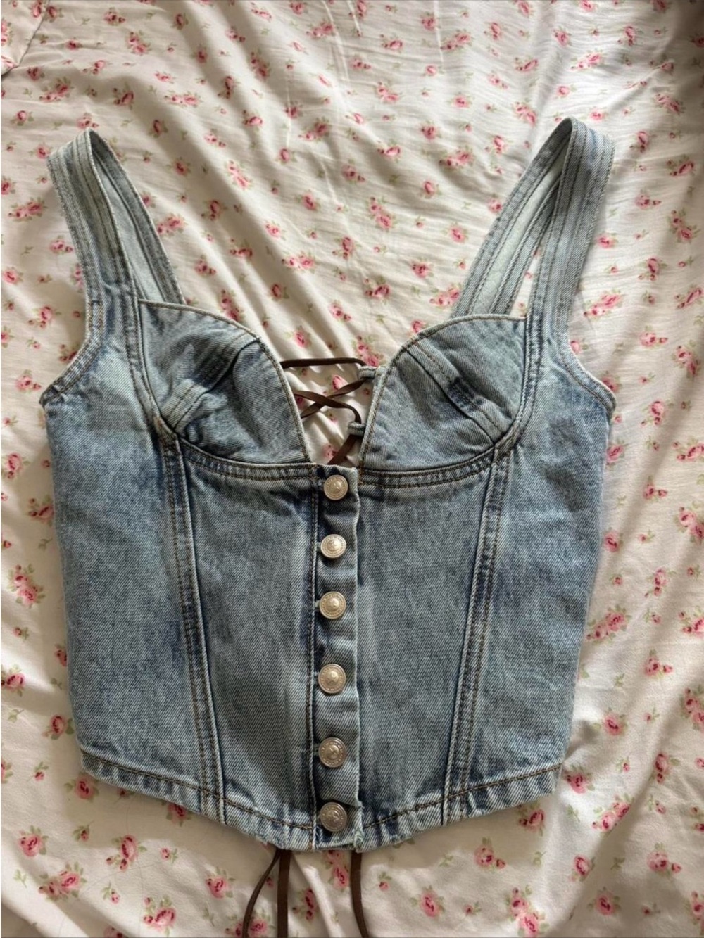 Princess Polly Light Blue Denim Corset Crop Top